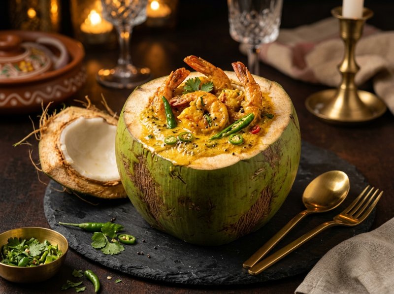Daab Chingri in Coconut